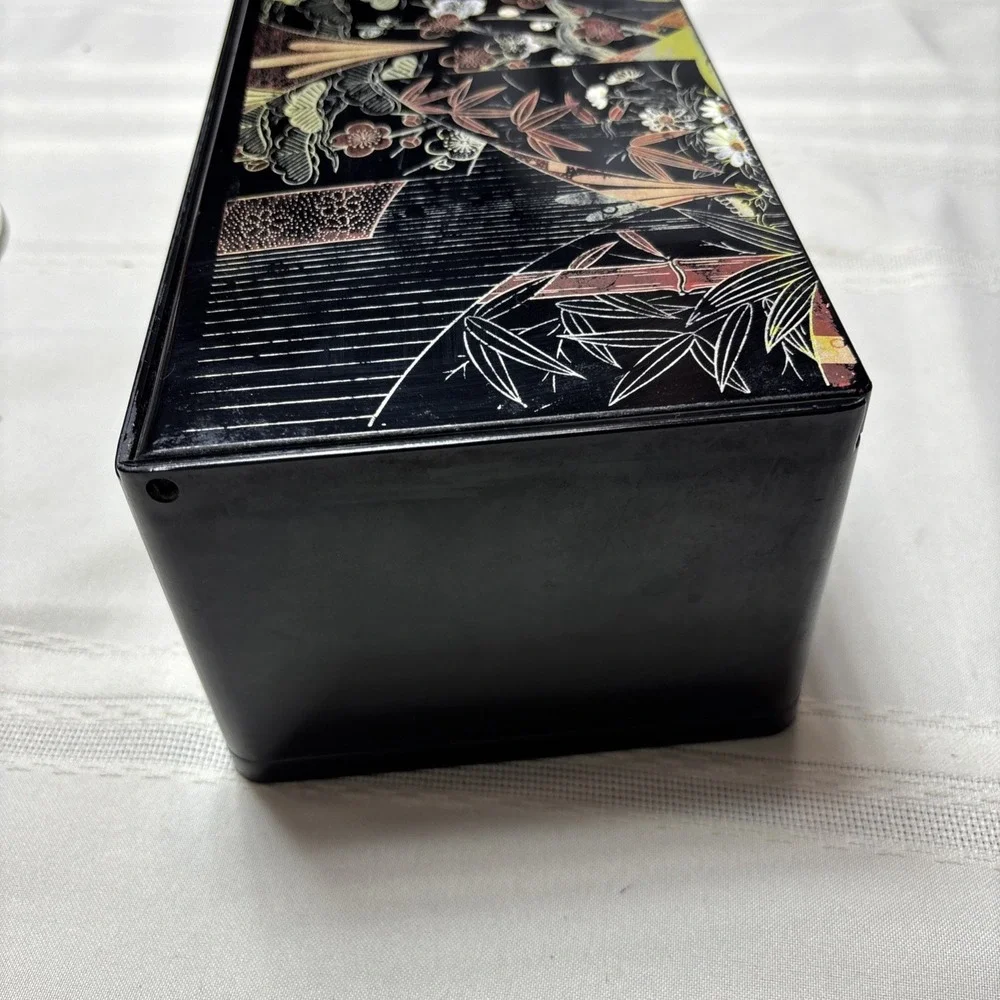 Vintage Tissue Box Holder With Flip Up Mirror Floral Design Made In Japan